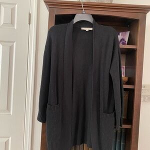 LOFT Black Cardigan Sweater Open-Front Design